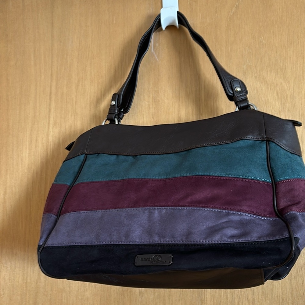 Nine West Black and Multicolor Striped Satchel